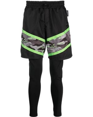 Philipp Plein Camouflage-Print Layered Legging - Green