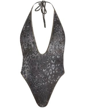 DIESEL Audrey-Utlt Animal-Print Swimsuit - Gray