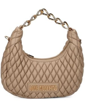 Love Moschino Quilted Chain-Link Shoulder Bag - Natural