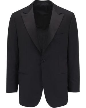 Kiton サテントリム ジャケット - ブラック