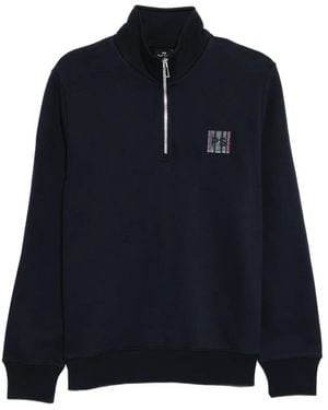 Paul Smith Logo-Embroidered Zipped Sweatshirt - Blue