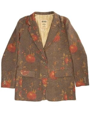 Uma Wang Kali Wollen Blazer Met Granaatappelprint - Bruin