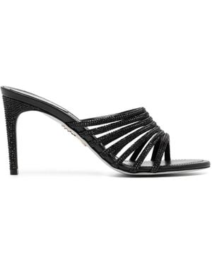 Rene Caovilla Sandales À Bords Francs 80 Mm - Noir