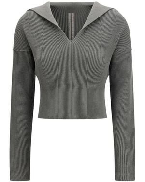 Rick Owens V-Neck Jumper - Grey