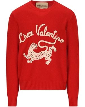 Valentino Garavani パンサーエンブロイダリーセーター - レッド