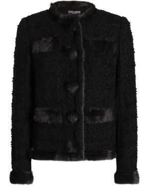 Dolce & Gabbana Single-Breasted Tweed Jacket - Black