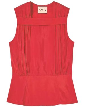 Plan C Pleated Vest Top - Red