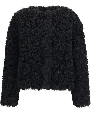 Kristina Ti Textured-Finish Coat - Black