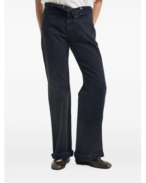 Pinko Roll-Waistband Wide-Leg Jeans - Blue