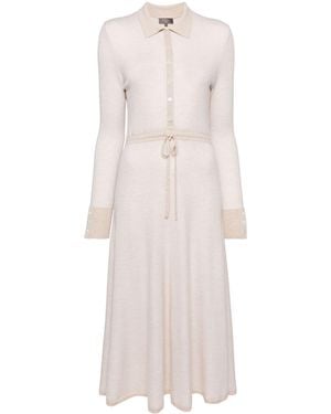 N.Peal Cashmere Birdseye Dress - Natural