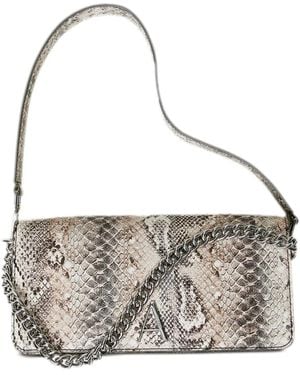 Twinset Snakeskin-Print Crossbody Bag - Metallic