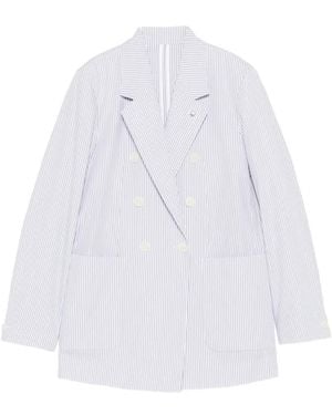 Manuel Ritz Striped Double-Breasted Jacket - White