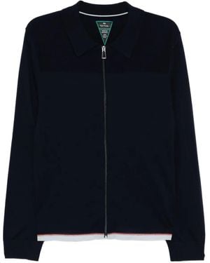 Paul Smith Merino Zip Cardigan - Blue