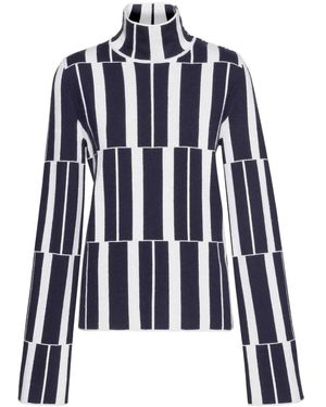 Ferragamo High Neck Jacquard Jumper - Blue