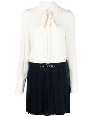 Valentino Garavani Pussy-Bow Collar Shirt Dress - Natural