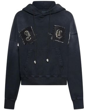 John Richmond Logo-Appliqué Hoodie - Blue