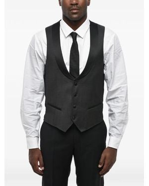 Corneliani Veston En Laine Vierge À Revers Satinés - Black