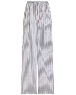 Dolce & Gabbana Striped Poplin Pants - White