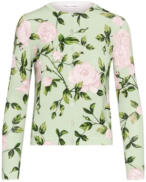 Oscar de la Renta Cardigan Con Stampa English Rose - Verde