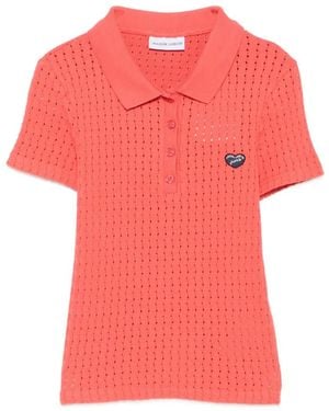 Maison Labiche Heart-Appliqué Polo Shirt - Pink