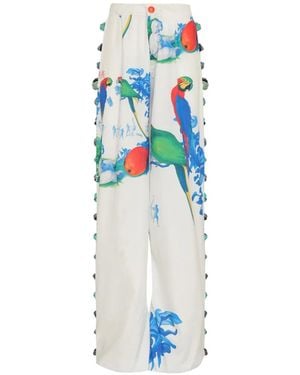 Amir Slama Print Trousers - Blue