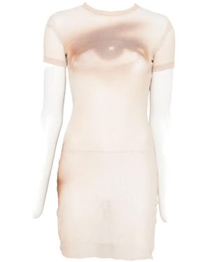 Jean Paul Gaultier Short-Sleeve Crew Neck Mini Dress - White