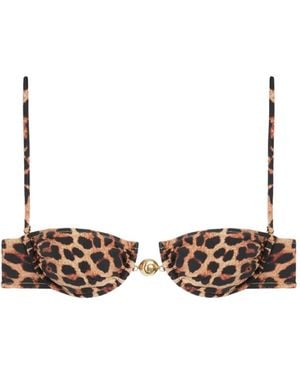 Reina Olga Hammond Leopard-Print Bikini Top - White