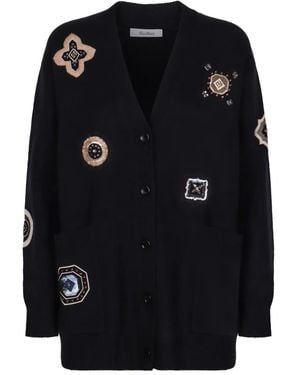 Max Mara Cardigan Brodé De Sequins - Noir