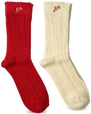 Damson Madder Pack De Dos Pares De Calcetines Con Logo Bordado - Rojo