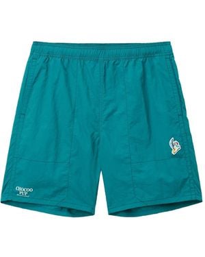 Chocoolate Logo-Patch Elasticated-Waist Shorts - Blue