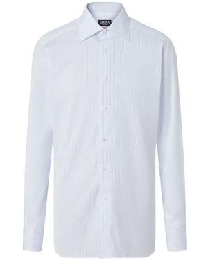 ZEGNA Striped Cotton Shirt - White