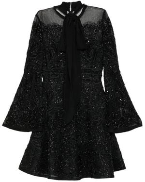 Elie Saab Embellished Tulle Dress - Black