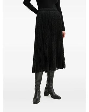 Theory Falda Midi Sunburst Con Pliegues - Negro
