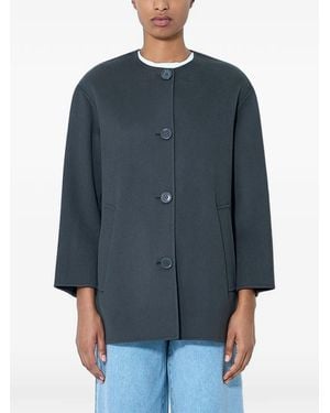 Max Mara Collarless Wool Jacket - Blue