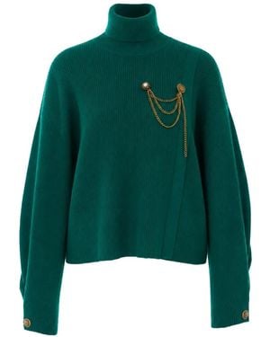 Liu Jo Embellished High-Neck Sweater - Green