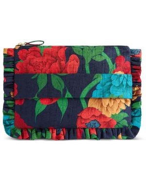 La DoubleJ Ruffled Floral Print Clutch Bag - Red