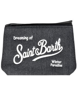 MC2 Saint Barth Aline Logo-Embroidered Clutch Bag - Black