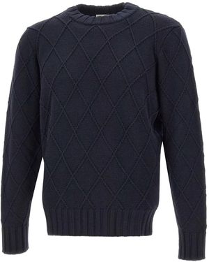 FILIPPO DE LAURENTIIS Diamond-Weave Crew-Neck Jumper - Blue