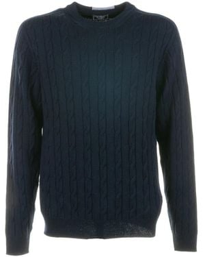 Peserico Cable-Knit Crew-Neck Jumper - Blue