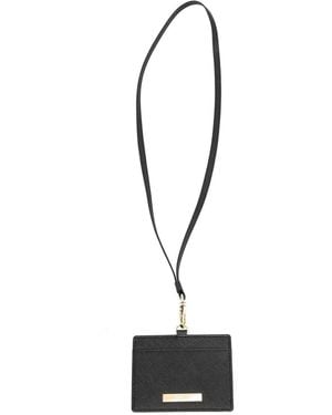agnès b. Logo-Plaque Neck-Strap Leather Cardholder - White