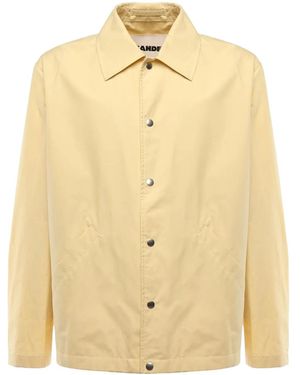Jil Sander Logo-Print Collared Overshirt - Natural