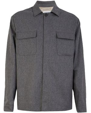 Eleventy Long-Sleeve Patch-Pocket Shirt - Grey