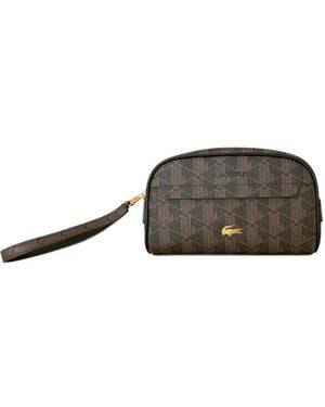 Lacoste Bolso De Mano Con Monograma Y Tira De Muñeca - Marrón