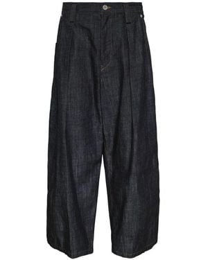 Y's Yohji Yamamoto Pleated Patch-Pocket Jeans - Blue