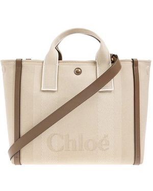 Chloé Carry Tote Bag Mit Logo-Stickerei - Natur