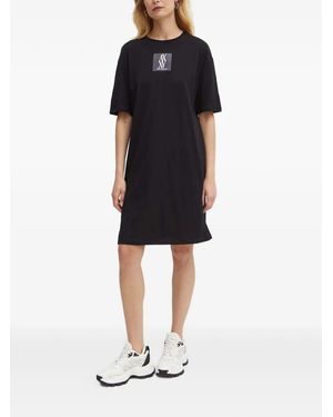 ARMANI EXCHANGE Logo-Patch Midi Dress - Black
