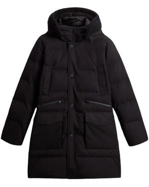 Woolrich Button-Fastening Hooded Padded Coat - Black