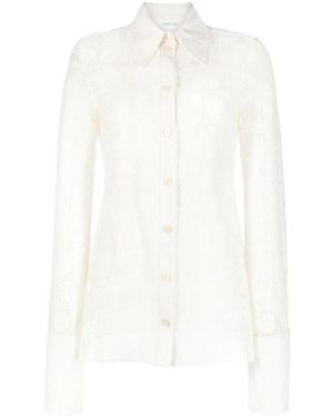 Sportmax Sava Floral-Lace Fitted Shirt - White
