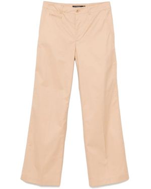 Ralph Lauren Flat Front Trousers With Classic Cut - Natural