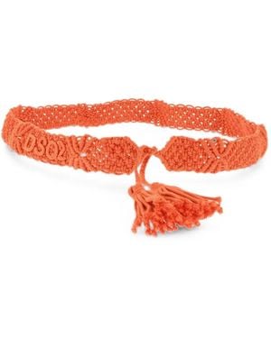 DSquared² Crochet Tassel-Detail Cotton Belt - Orange